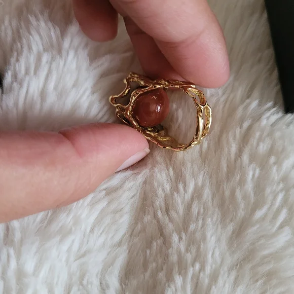 💐SOLD ❤️ K18 Japan gold ring with 8 natural stones💐 - Picture 8 of 12